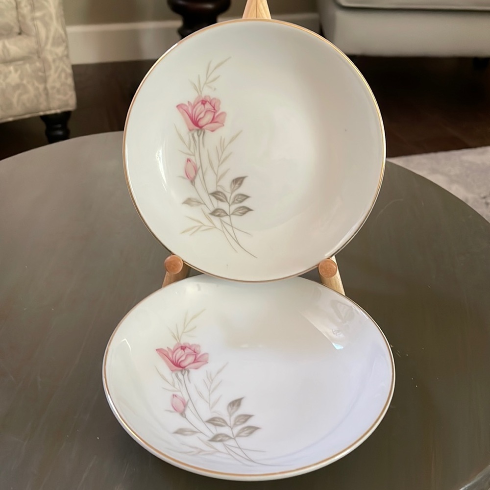 Set of 2 Camelot China, American Rose pattern fruit/dessert bowls
